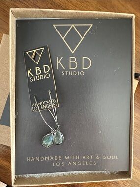 Green Labradorite Teardrop Drop Earrings